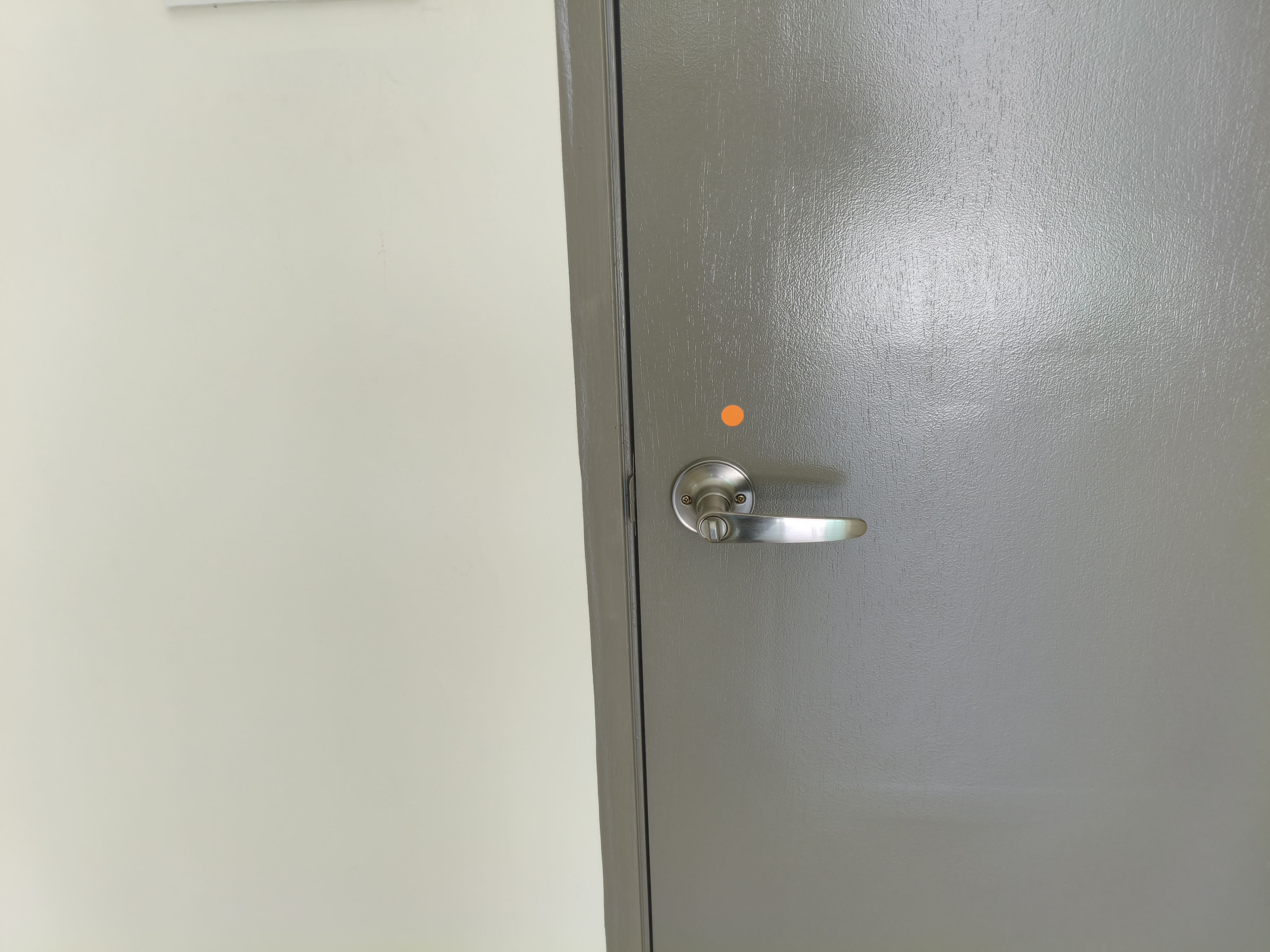 Door frame misalignment and hardware defect